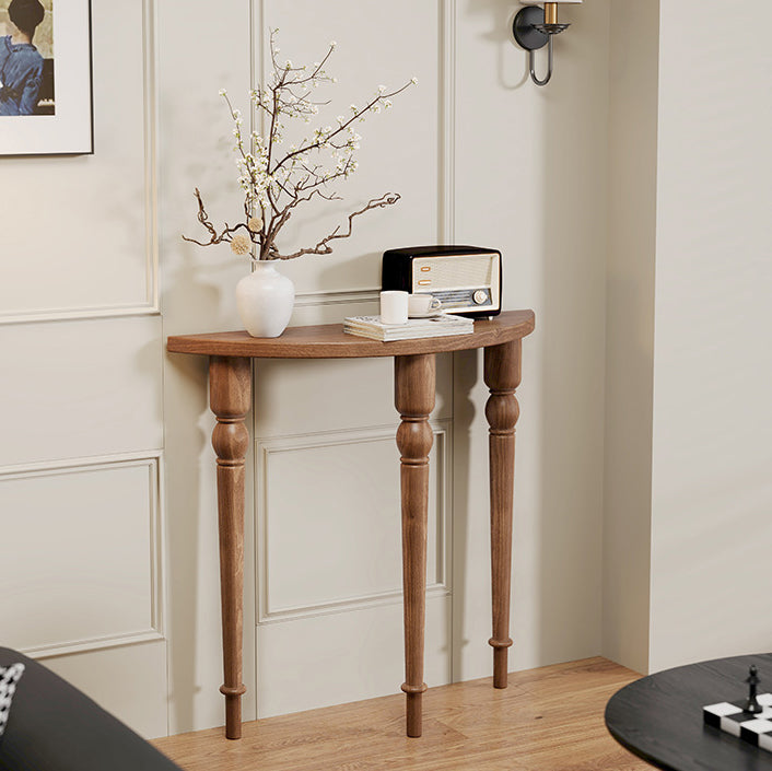 Elegant Traditional French Wood Roman Column Half-Round Console Table with Symmetrical Design — Perfect Entryway Accent