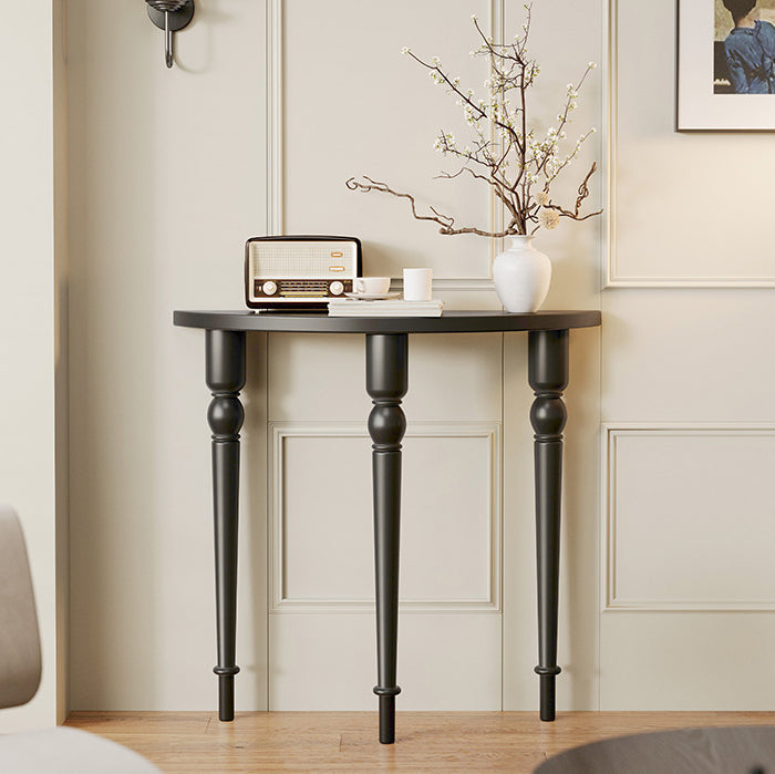 Elegant Traditional French Wood Roman Column Half-Round Console Table with Symmetrical Design — Perfect Entryway Accent