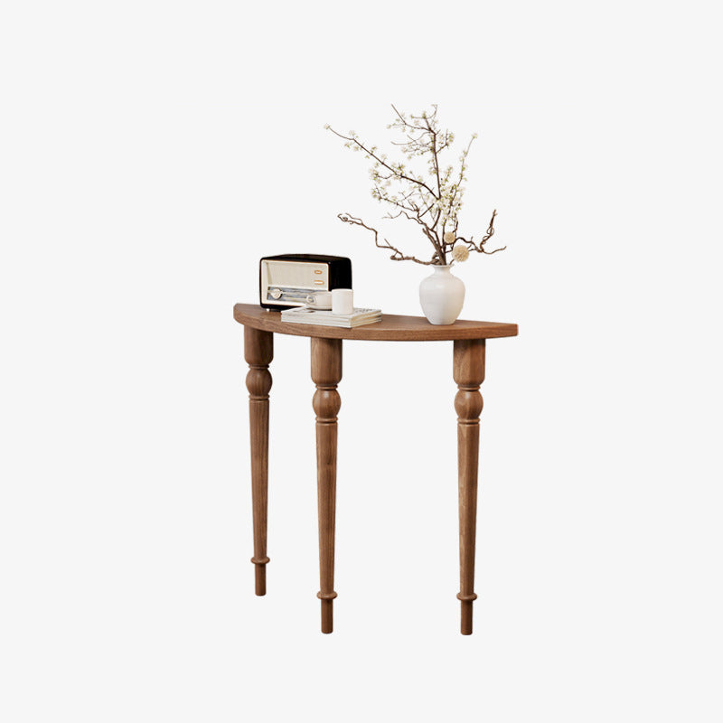 Elegant Traditional French Wood Roman Column Half-Round Console Table with Symmetrical Design — Perfect Entryway Accent