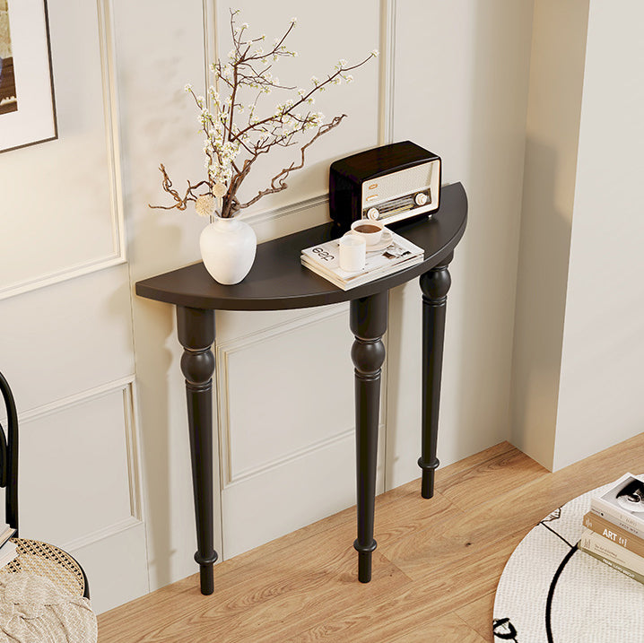 Elegant Traditional French Wood Roman Column Half-Round Console Table with Symmetrical Design — Perfect Entryway Accent