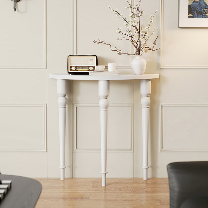 Elegant Traditional French Wood Roman Column Half-Round Console Table with Symmetrical Design — Perfect Entryway Accent