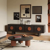 Contemporary Retro Pine & Waxed Wood Rectangular TV Stand with 4 Drawers – Ideal for Living Room or Bedroom