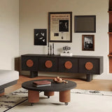 Contemporary Retro Pine & Waxed Wood Rectangular TV Stand with 4 Drawers – Ideal for Living Room or Bedroom
