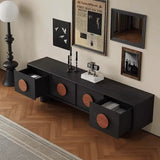 Contemporary Retro Pine & Waxed Wood Rectangular TV Stand with 4 Drawers – Ideal for Living Room or Bedroom