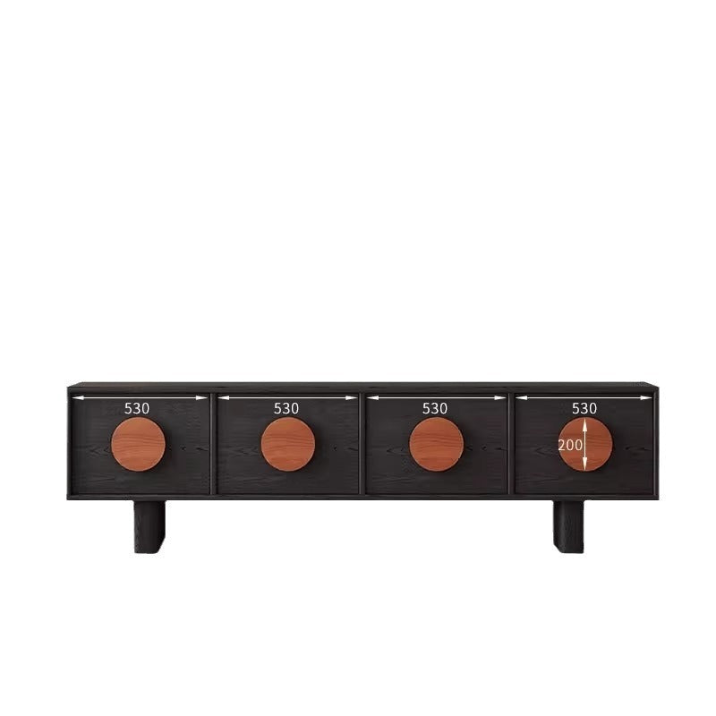 Contemporary Retro Pine & Waxed Wood Rectangular TV Stand with 4 Drawers – Ideal for Living Room or Bedroom