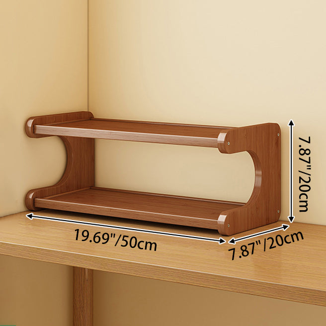 Elegant Traditional Chinese MDF & Bamboo Rectangular E-Shaped Bookshelf - 2/3/4-Tier Storage for Living Room & Bedroom
