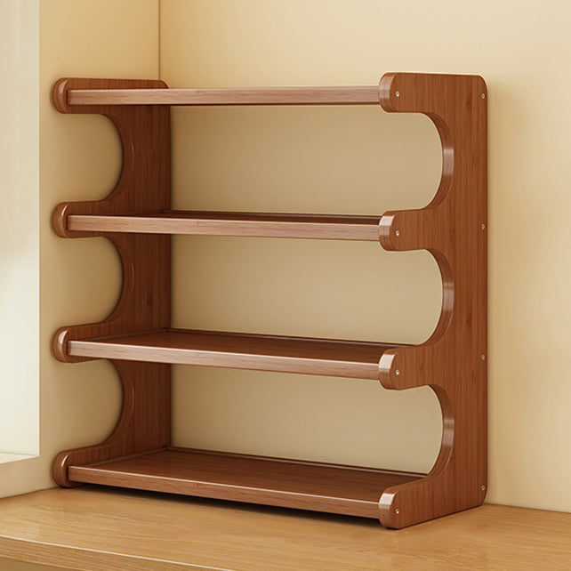 Elegant Traditional Chinese MDF & Bamboo Rectangular E-Shaped Bookshelf - 2/3/4-Tier Storage for Living Room & Bedroom