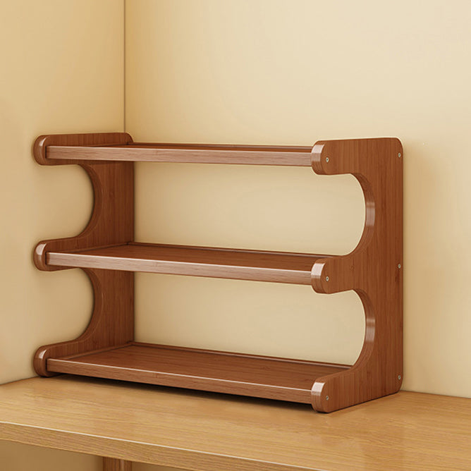 Elegant Traditional Chinese MDF & Bamboo Rectangular E-Shaped Bookshelf - 2/3/4-Tier Storage for Living Room & Bedroom