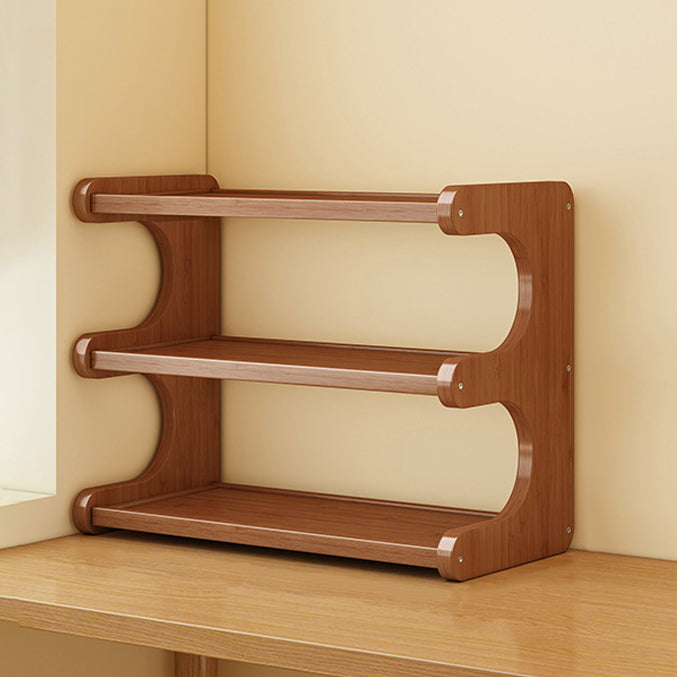 Elegant Traditional Chinese MDF & Bamboo Rectangular E-Shaped Bookshelf - 2/3/4-Tier Storage for Living Room & Bedroom