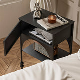 Contemporary Retro Iron Nightstand with Arched Rectangular Frame and 2-Tier Bedside Cabinet