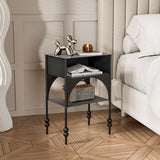 Contemporary Retro Iron Nightstand with Arched Rectangular Frame and 2-Tier Bedside Cabinet