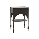 Contemporary Retro Iron Nightstand with Arched Rectangular Frame and 2-Tier Bedside Cabinet