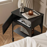 Contemporary Retro Iron Nightstand with Arched Rectangular Frame and 2-Tier Bedside Cabinet