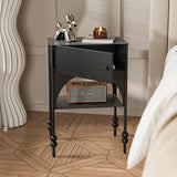 Contemporary Retro Iron Nightstand with Arched Rectangular Frame and 2-Tier Bedside Cabinet