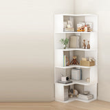 Modern Nordic Solid Wood L-Shaped Corner Bookshelf with 4- or 5-Tier Storage for Home Office & Study