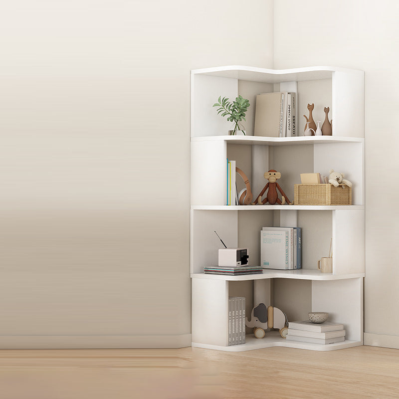 Modern Nordic Solid Wood L-Shaped Corner Bookshelf with 4- or 5-Tier Storage for Home Office & Study