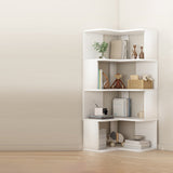 Modern Nordic Solid Wood L-Shaped Corner Bookshelf with 4- or 5-Tier Storage for Home Office & Study