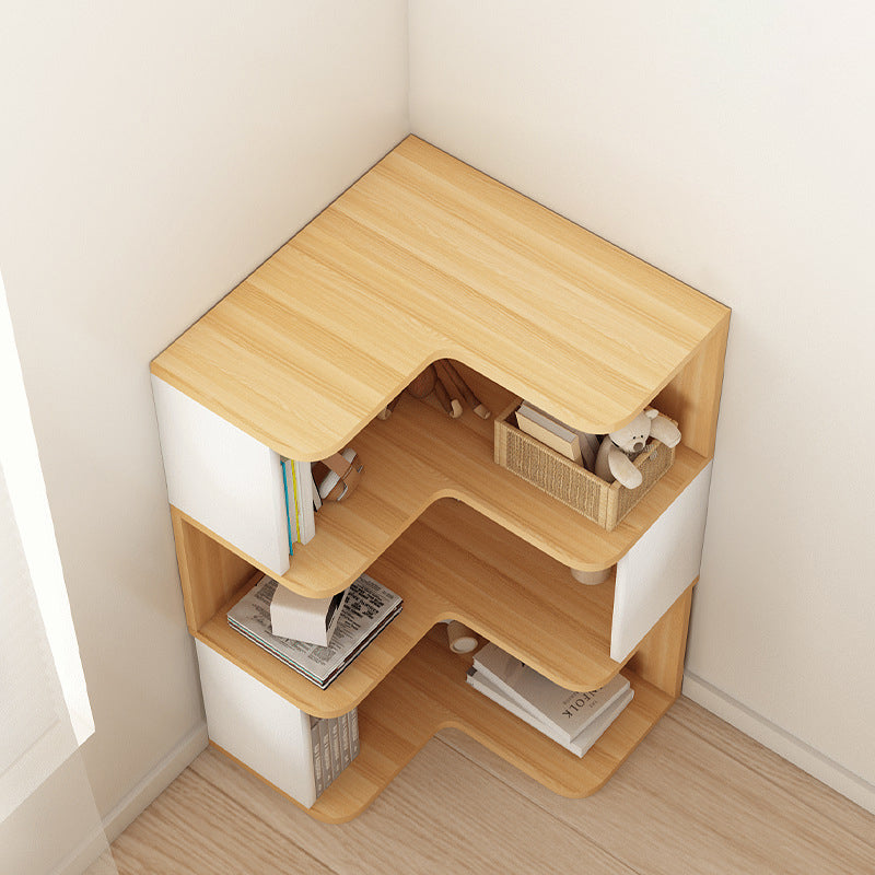 Modern Nordic Solid Wood L-Shaped Corner Bookshelf with 4- or 5-Tier Storage for Home Office & Study