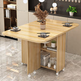 Modern Minimalist MDF Folding Dining Table - Extendable to 6 Seats, Square & Rectangular Design with Built-In Storage Cabinets
