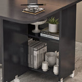 Modern Minimalist MDF Folding Dining Table - Extendable to 6 Seats, Square & Rectangular Design with Built-In Storage Cabinets