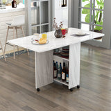 Modern Minimalist MDF Folding Dining Table - Extendable to 6 Seats, Square & Rectangular Design with Built-In Storage Cabinets