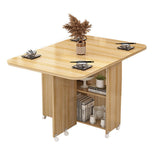 Modern Minimalist MDF Folding Dining Table - Extendable to 6 Seats, Square & Rectangular Design with Built-In Storage Cabinets