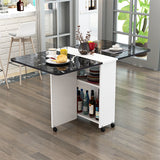 Modern Minimalist MDF Folding Dining Table - Extendable to 6 Seats, Square & Rectangular Design with Built-In Storage Cabinets
