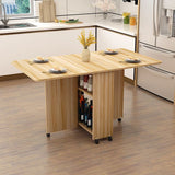 Modern Minimalist MDF Folding Dining Table - Extendable to 6 Seats, Square & Rectangular Design with Built-In Storage Cabinets