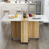 Modern Minimalist MDF Folding Dining Table - Extendable to 6 Seats, Square & Rectangular Design with Built-In Storage Cabinets