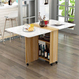 Modern Minimalist MDF Folding Dining Table - Extendable to 6 Seats, Square & Rectangular Design with Built-In Storage Cabinets