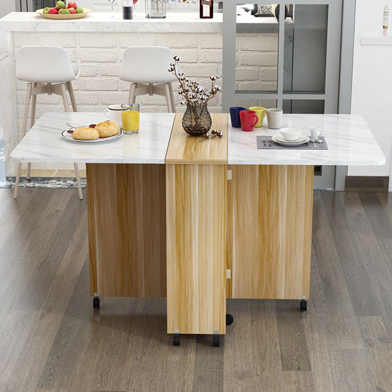Modern Minimalist MDF Folding Dining Table - Extendable to 6 Seats, Square & Rectangular Design with Built-In Storage Cabinets