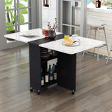 Modern Minimalist MDF Folding Dining Table - Extendable to 6 Seats, Square & Rectangular Design with Built-In Storage Cabinets