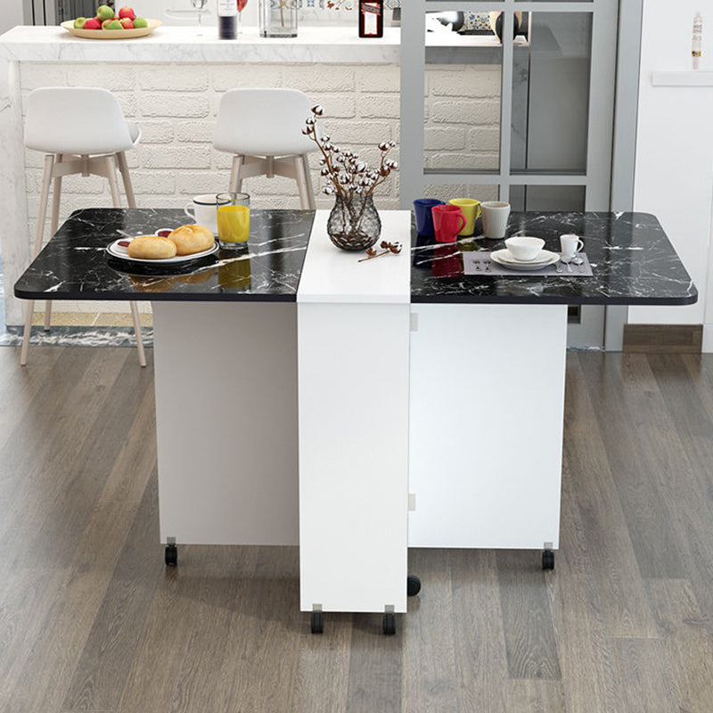 Modern Minimalist MDF Folding Dining Table - Extendable to 6 Seats, Square & Rectangular Design with Built-In Storage Cabinets