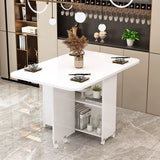 Modern Minimalist MDF Folding Dining Table - Extendable to 6 Seats, Square & Rectangular Design with Built-In Storage Cabinets