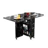 Modern Minimalist MDF Folding Dining Table - Extendable to 6 Seats, Square & Rectangular Design with Built-In Storage Cabinets
