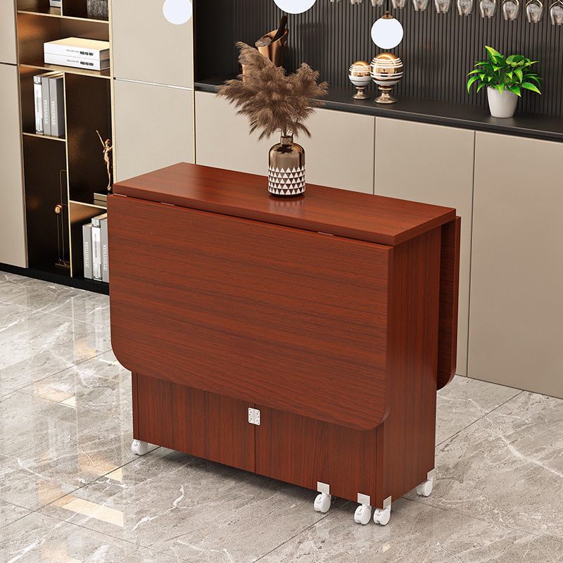 Modern Minimalist MDF Folding Dining Table - Extendable to 6 Seats, Square & Rectangular Design with Built-In Storage Cabinets