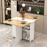 Modern Minimalist MDF Folding Dining Table - Extendable to 6 Seats, Square & Rectangular Design with Built-In Storage Cabinets