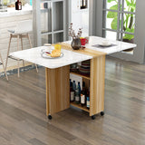 Modern Minimalist MDF Folding Dining Table - Extendable to 6 Seats, Square & Rectangular Design with Built-In Storage Cabinets