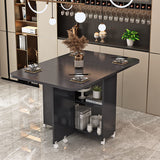 Modern Minimalist MDF Folding Dining Table - Extendable to 6 Seats, Square & Rectangular Design with Built-In Storage Cabinets