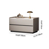 Modern Minimalist Nightstand — Solid Wood & Microfiber Leather, Rectangular Slab Design, 2-Drawer Bedroom Table