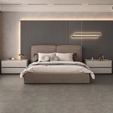 Modern Minimalist Nightstand — Solid Wood & Microfiber Leather, Rectangular Slab Design, 2-Drawer Bedroom Table