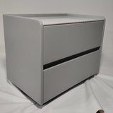 Modern Minimalist Nightstand — Solid Wood & Microfiber Leather, Rectangular Slab Design, 2-Drawer Bedroom Table