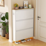 Modern Minimalist Steel Slim Rectangular Shoe Storage with Flip Drawers — 3/4-Tier Entryway Organizer