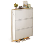 Modern Minimalist Steel Slim Rectangular Shoe Storage with Flip Drawers — 3/4-Tier Entryway Organizer