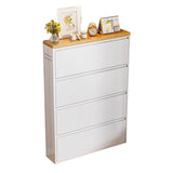 Modern Minimalist Steel Slim Rectangular Shoe Storage with Flip Drawers — 3/4-Tier Entryway Organizer