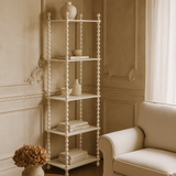 Traditional French-Style Solid Rubberwood & Acrylic Rectangular Spiral Column Display Rack – 2/3/4/5-Tier for Living Room or Bedroom