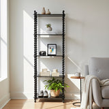 Traditional French-Style Solid Rubberwood & Acrylic Rectangular Spiral Column Display Rack – 2/3/4/5-Tier for Living Room or Bedroom