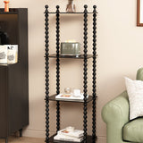 Traditional French-Style Solid Rubberwood & Acrylic Rectangular Spiral Column Display Rack – 2/3/4/5-Tier for Living Room or Bedroom
