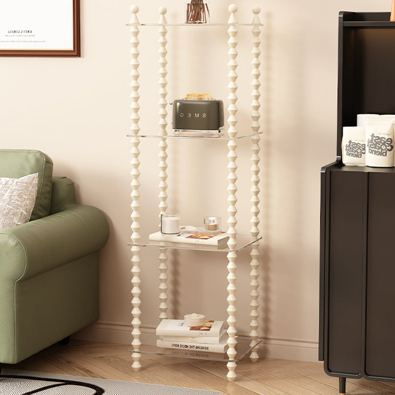 Traditional French-Style Solid Rubberwood & Acrylic Rectangular Spiral Column Display Rack – 2/3/4/5-Tier for Living Room or Bedroom
