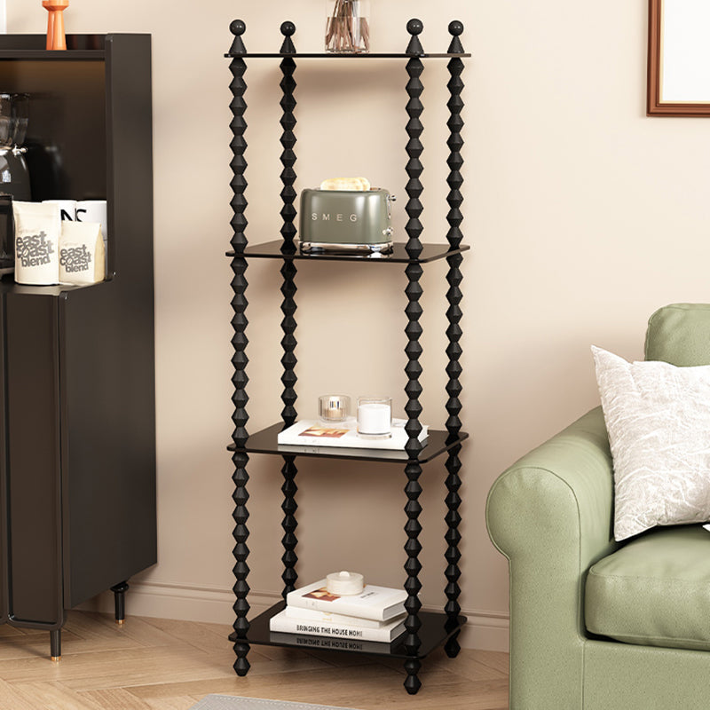 Traditional French-Style Solid Rubberwood & Acrylic Rectangular Spiral Column Display Rack – 2/3/4/5-Tier for Living Room or Bedroom